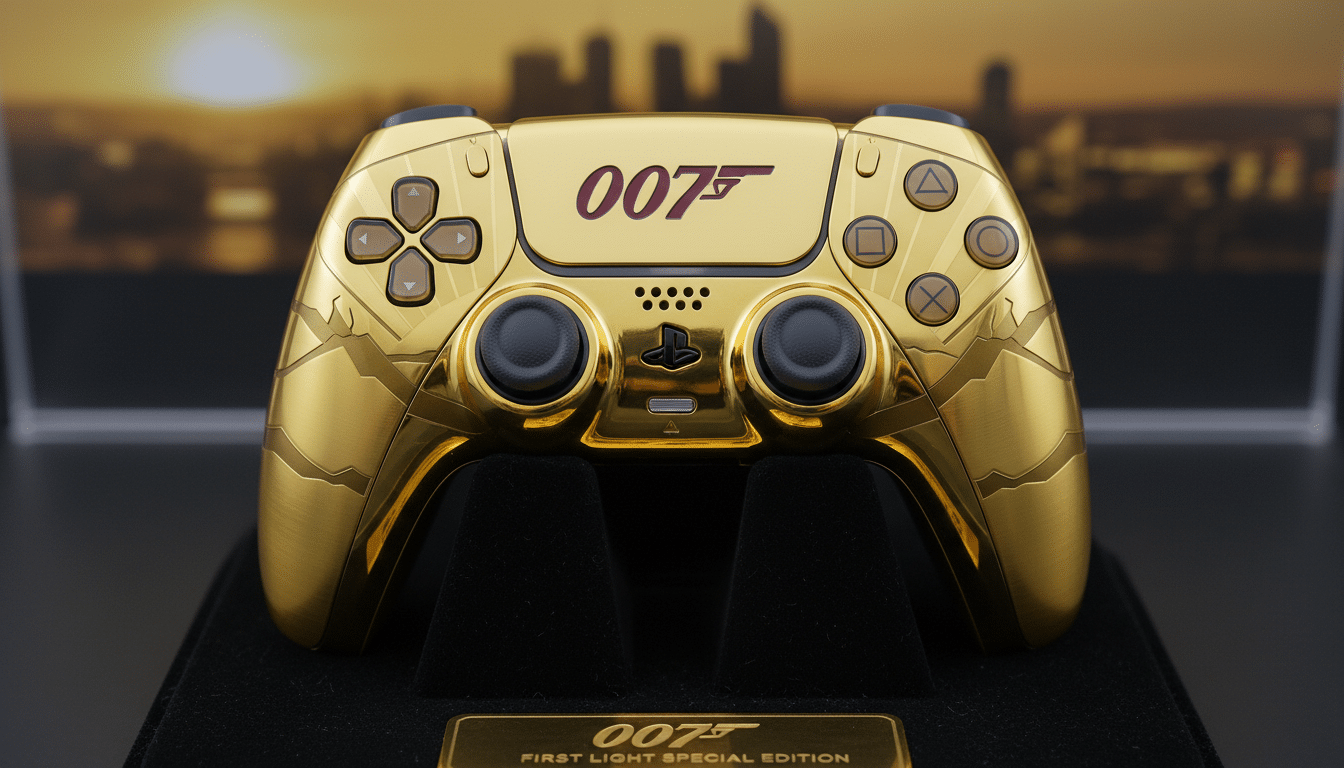 découvrez la manette dualsense édition spéciale 007 first light pour ps5, présentée par james bond, alliant design élégant et fonctionnalités exclusives pour une expérience de jeu immersive.