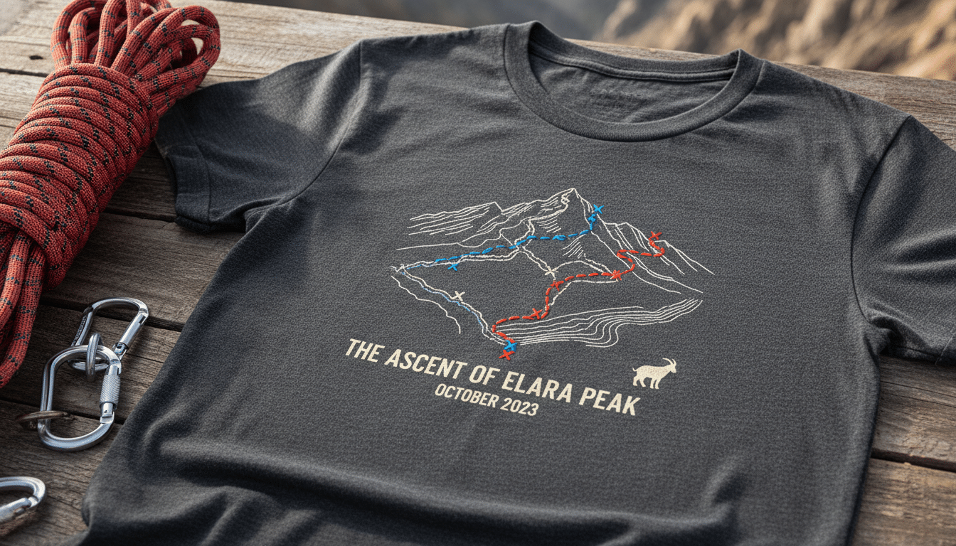 découvrez le t-shirt officiel de cairn, mettant en avant l'impression unique de votre ascension pour afficher fièrement vos exploits en montagne.