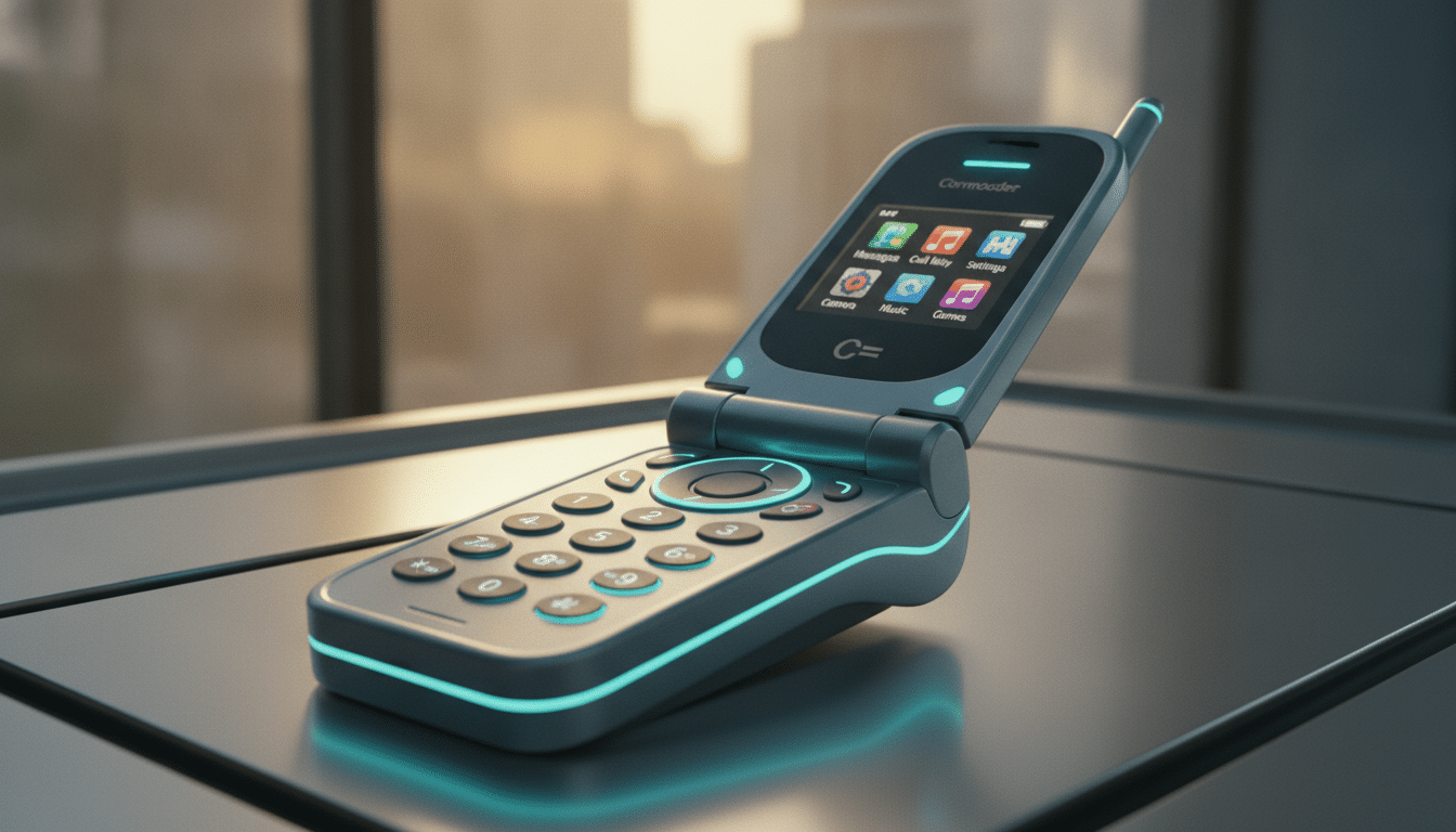 découvrez le nouveau téléphone à clapet signé commodore, sans réseaux sociaux, un hommage nostalgique aux années 2000 alliant design rétro et fonctionnalité moderne.