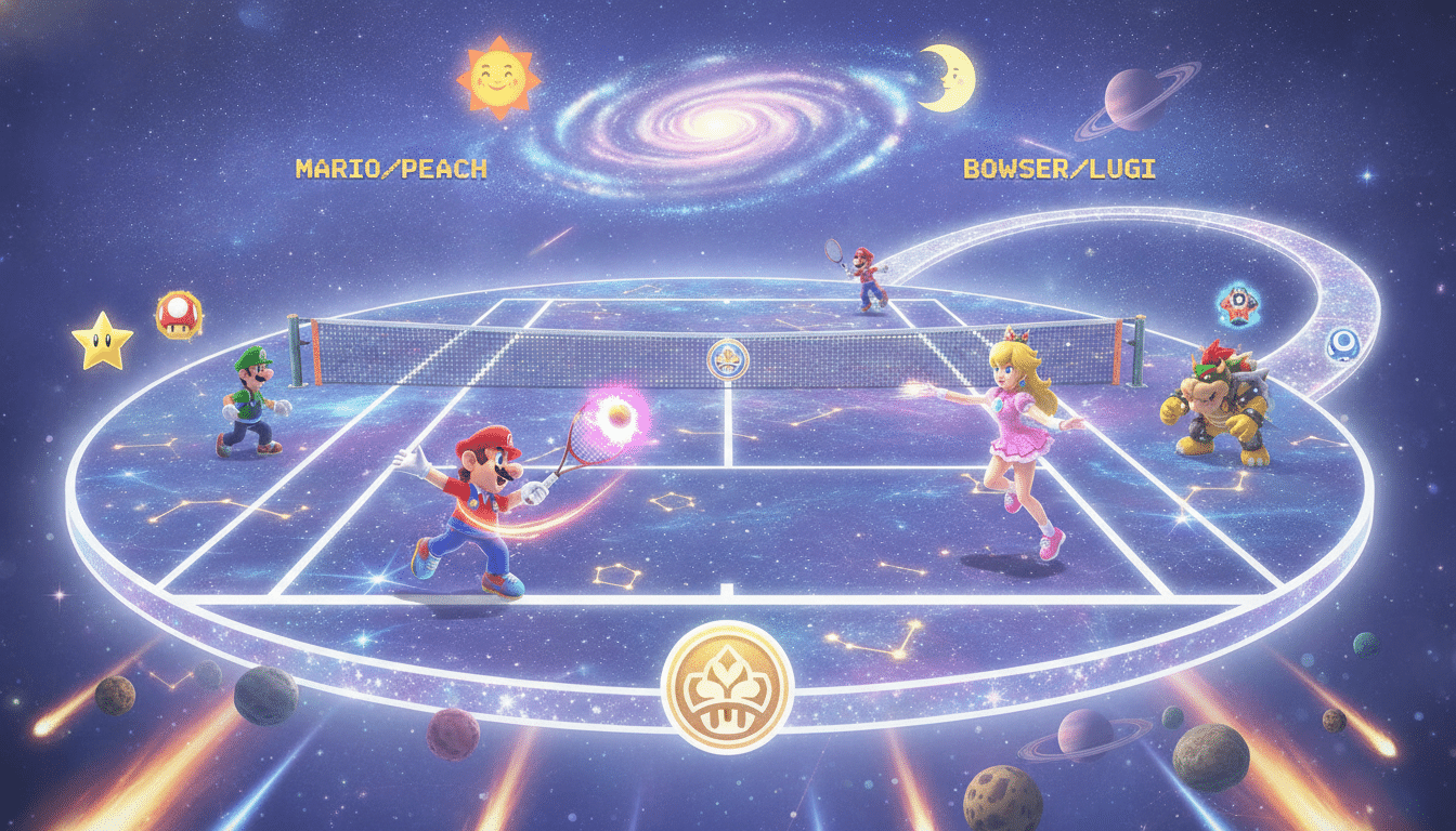 découvrez mario tennis fever qui se renouvelle avec un tout nouveau terrain inspiré de super mario galaxy, offrant une expérience de jeu dynamique et immersive.