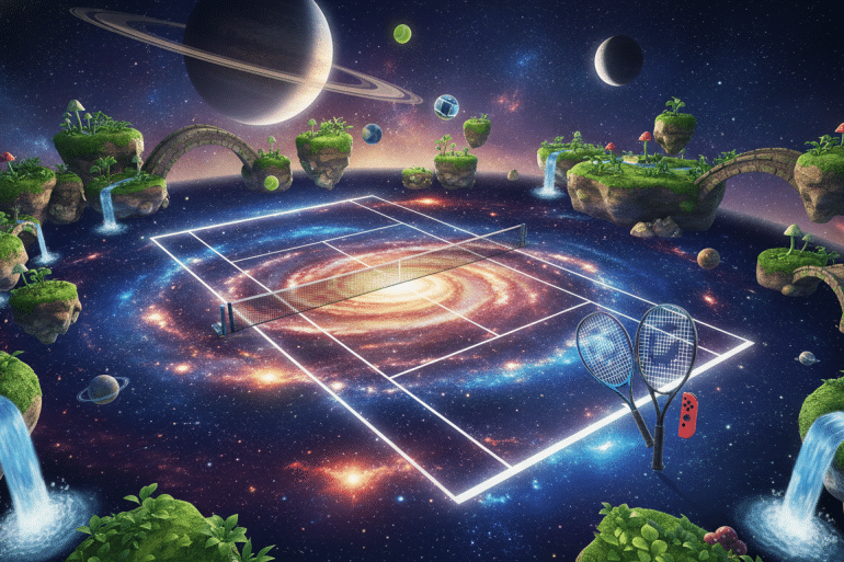 découvrez mario tennis fever sous un nouveau jour avec un terrain inédit inspiré de l'univers spectaculaire de super mario galaxy. plongez dans une expérience de jeu renouvelée et pleine d'énergie!