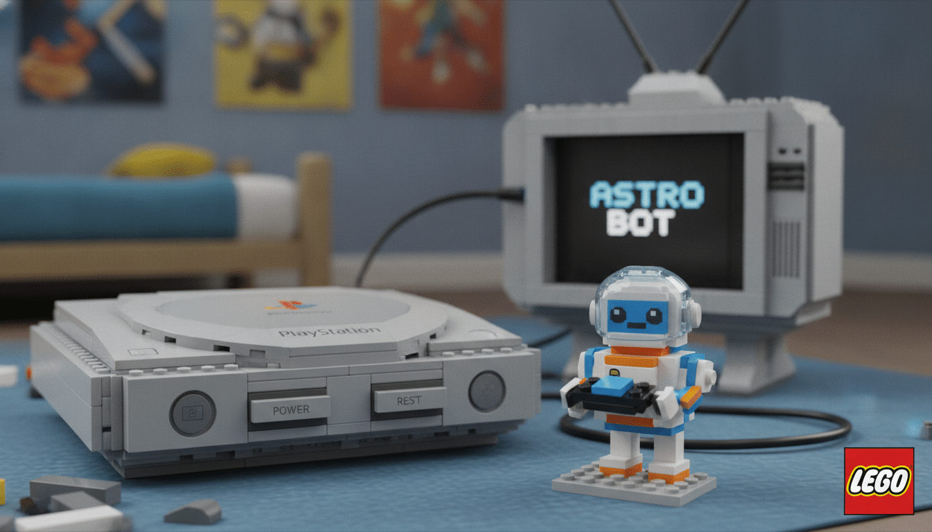 découvrez la playstation 1 en lego qui sort en octobre, avec un set exclusif astro bot pour les fans de gaming et de construction.