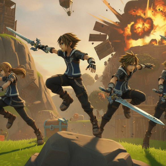 découvrez cette semaine l'arrivée explosive de sora, riku, kairi et roxas, les héros emblématiques de kingdom hearts, qui envahissent l'univers captivant de fortnite pour des aventures inédites.