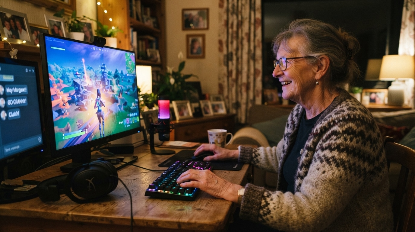 découvrez comment cath bowie, présentée comme la streameuse fortnite la plus âgée au monde, trouve dans le jeu vidéo du plaisir, du lien social et du bien-être.