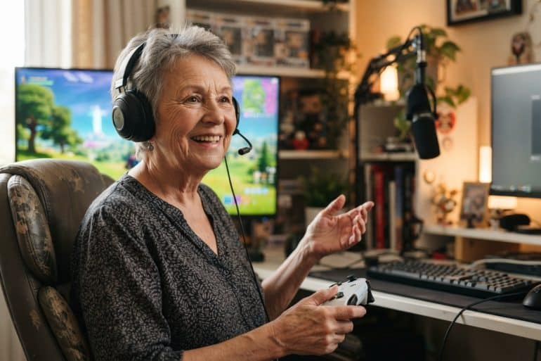 cath bowie, streameuse fortnite la plus âgée au monde, raconte comment le jeu vidéo contribue à son bien-être et lui apporte du lien social.