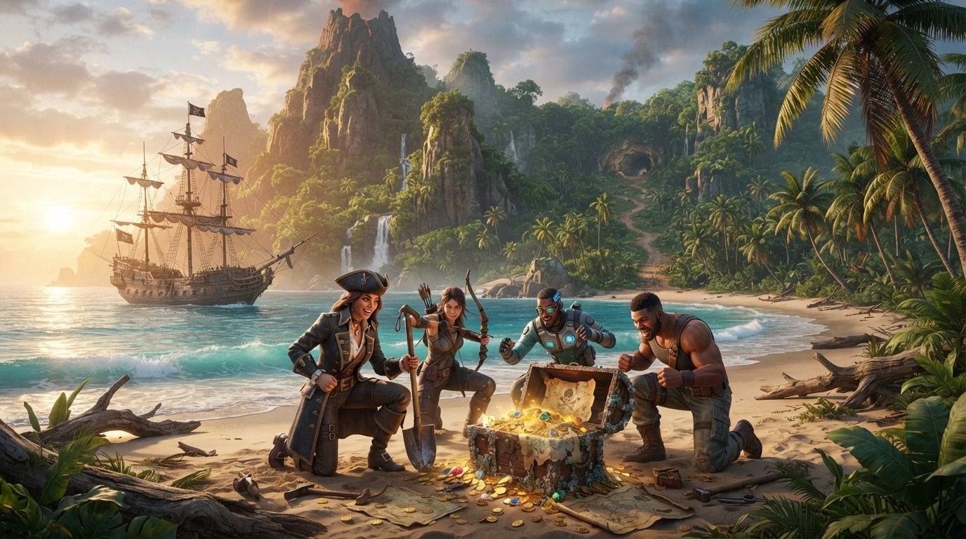 dès demain, explorez une île pirate inédite dans fortnite chapitre 7, saison 5, et partez à la chasse au trésor.